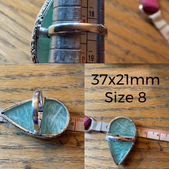 Amazonite Gemstone Handmade Minimalist Boho Ring - Picture 3 of 4